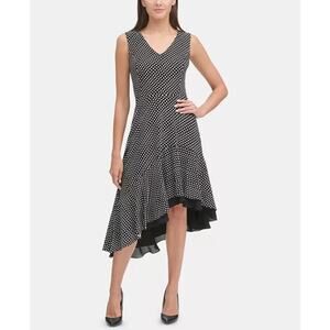 Tommy Hilfiger Polka Dot Asymmetrical Dress Black/White Size 8